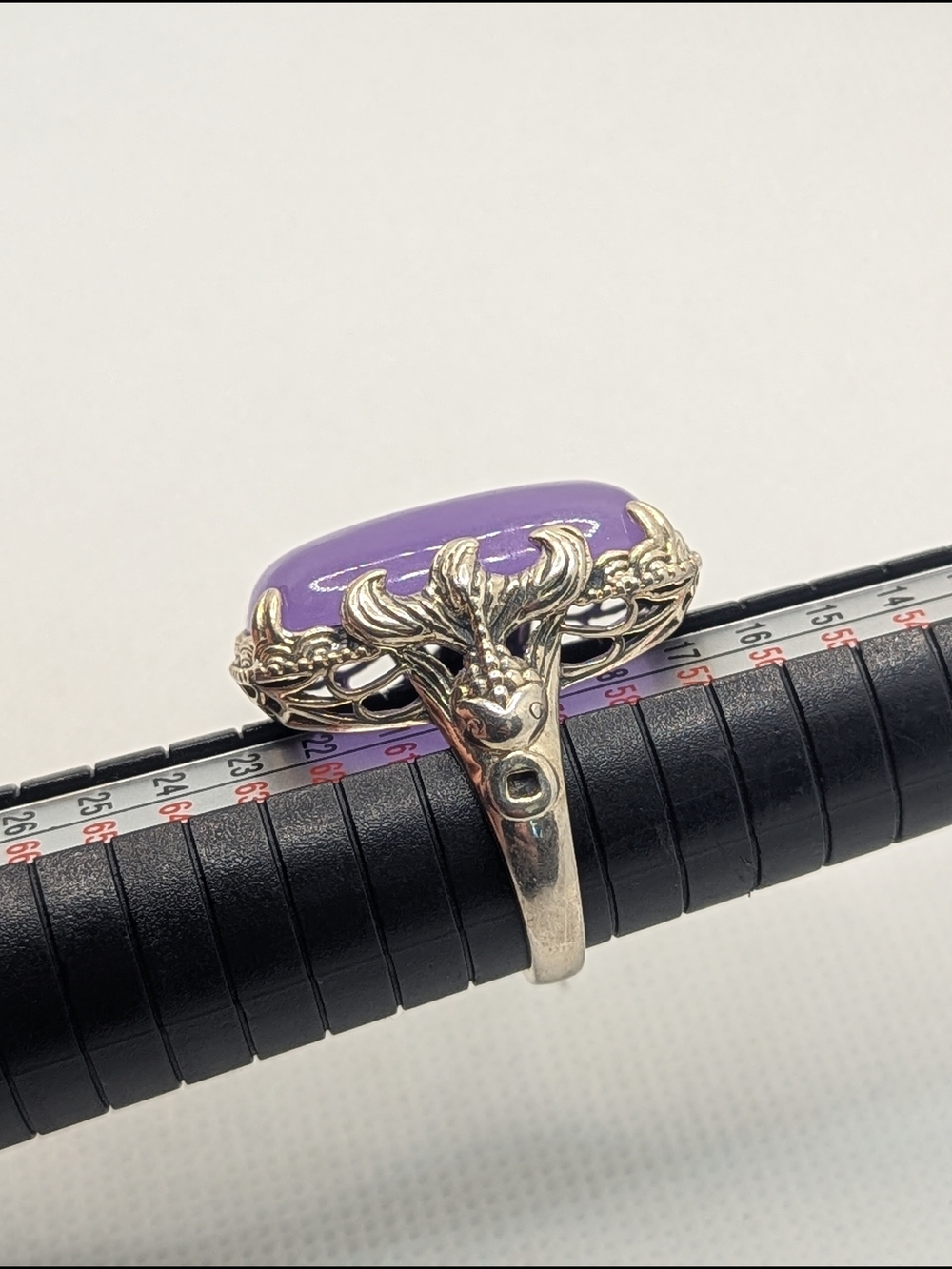 ✨ Vintage Sterling Silver Purple Jade  Statement Ring ✨ - Picture 6 of 7